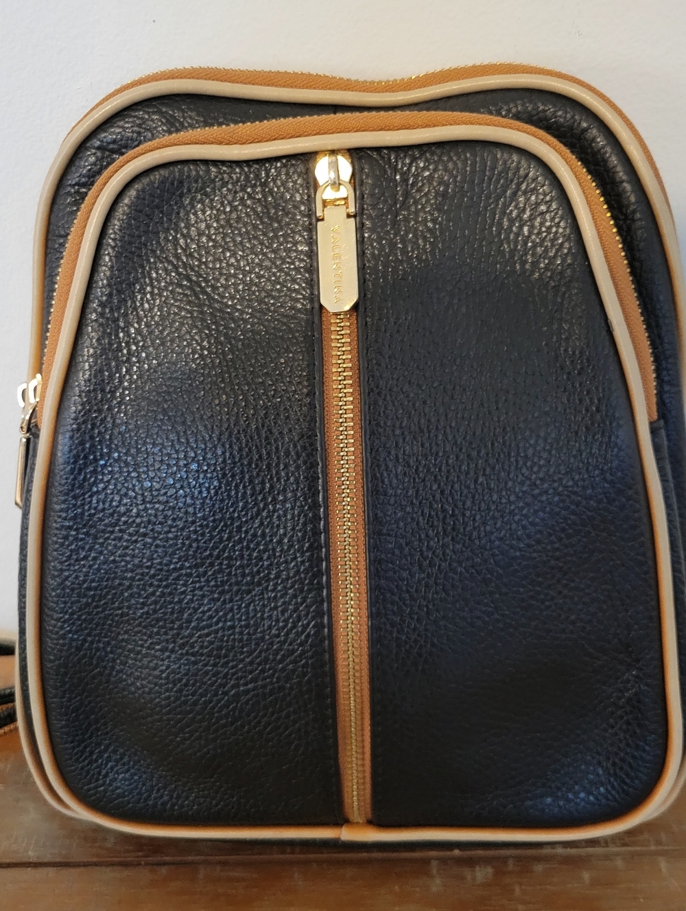 Valentina Black Leather Backpack Purse
